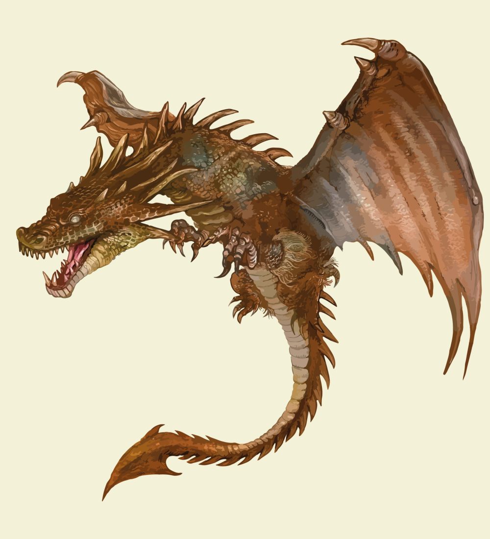 Flying mythological dragon isolated vector